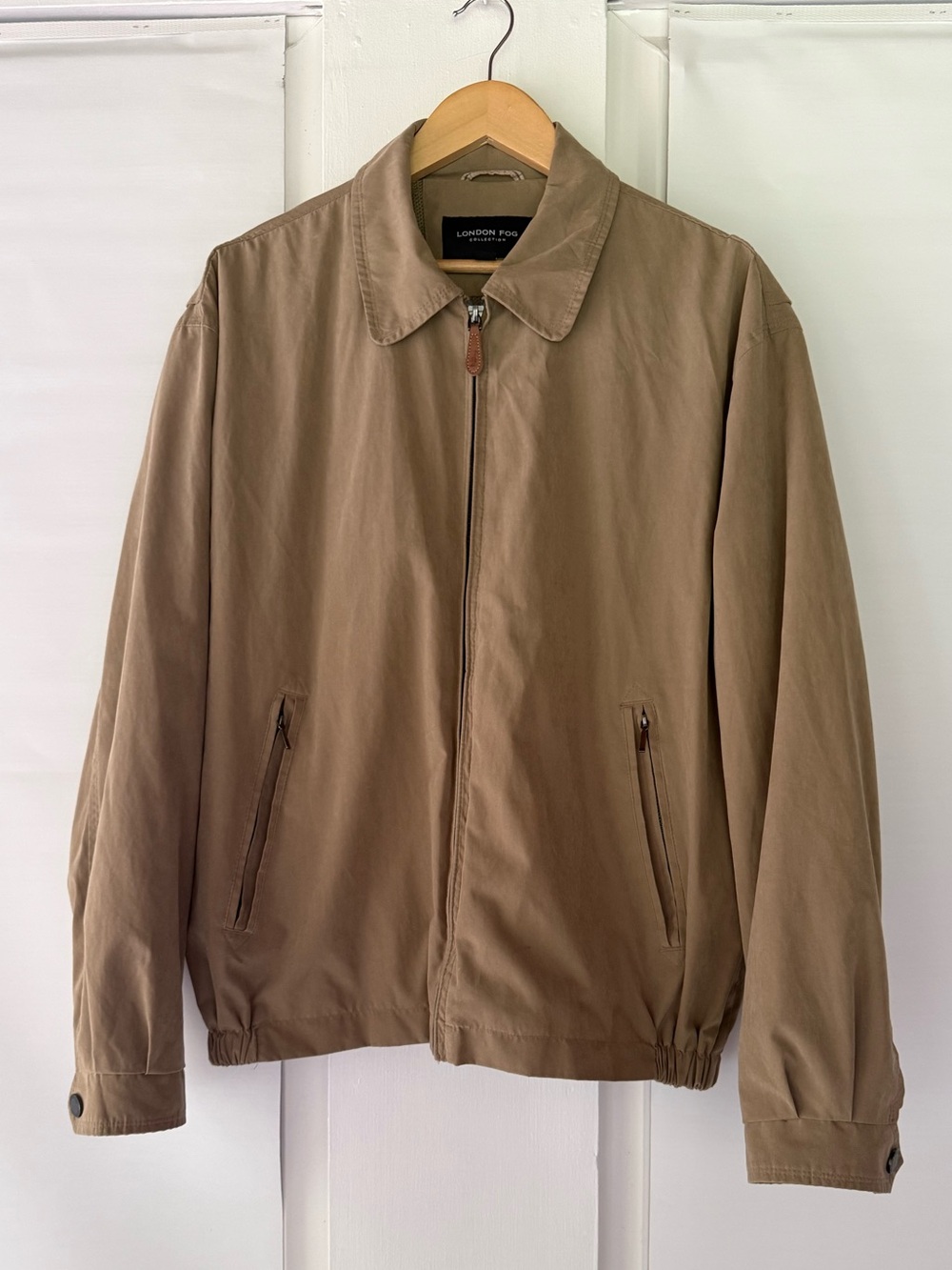 London Fog Collection Tan Lightweight Golf Jacket Mesh Lined Full Zip Men's L